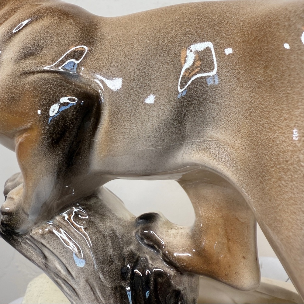Vintage MCM 1960 Lane & Co Van Nuys CA P-77 Cougar Mountain Lion On Tree Planter - Picture 11 of 17